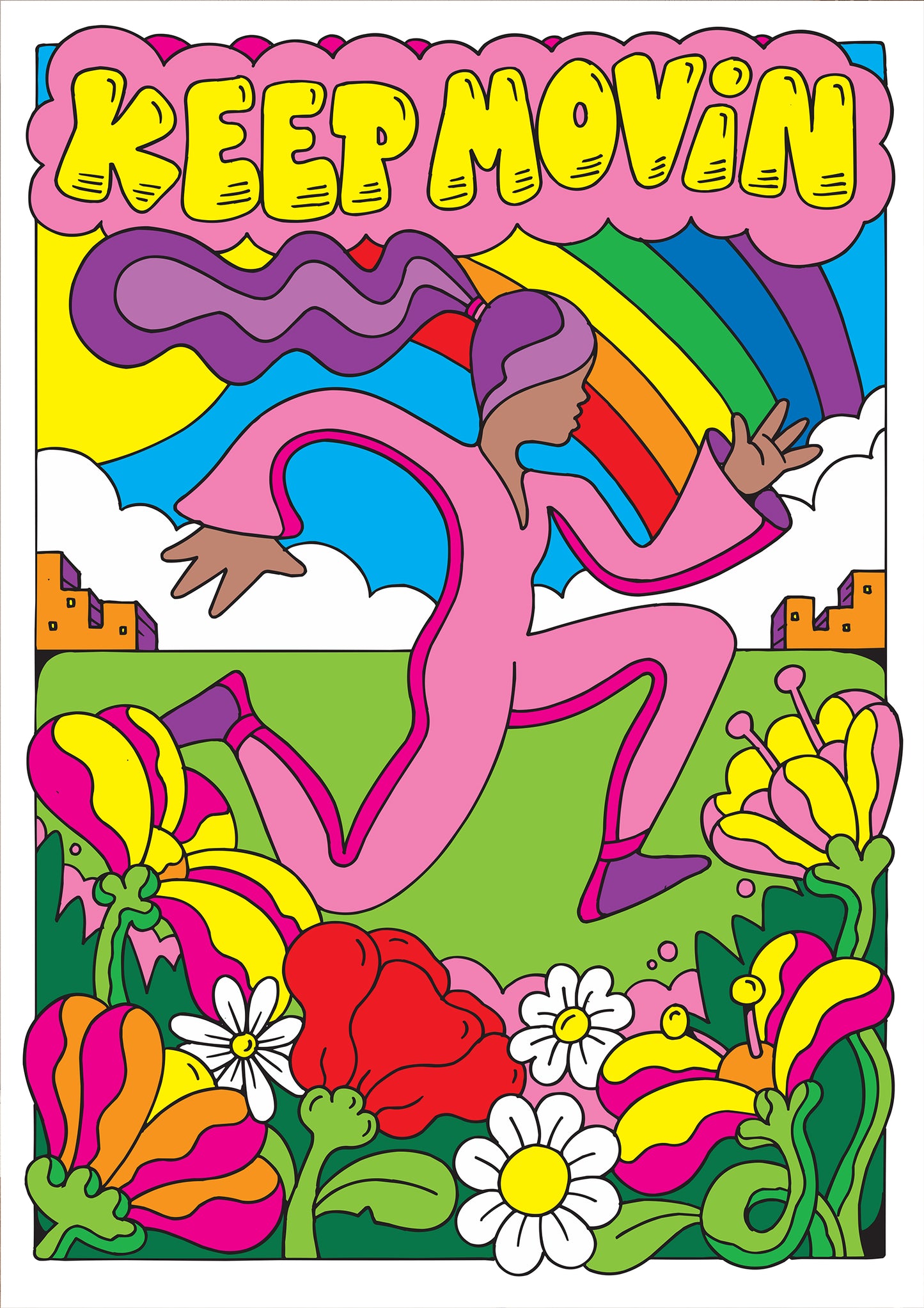 Running Poster: 'Keep Movin' by Pinky Vision.