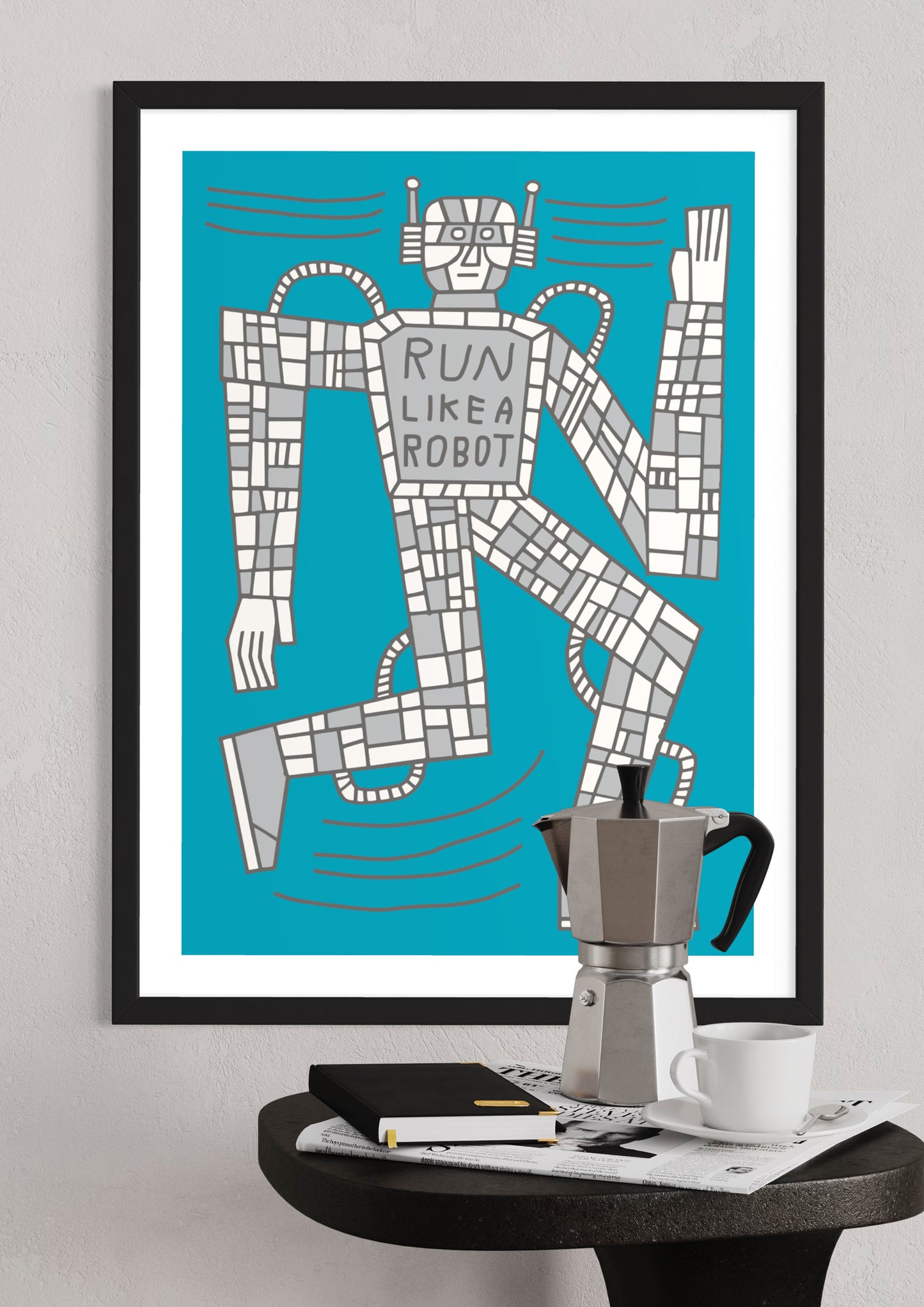 Running Poster: 'Run Like A Robot' by Marcus Oakley.